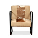 Genuine Leather Single Sofa Chair with Metal Frame | Living Room Accent