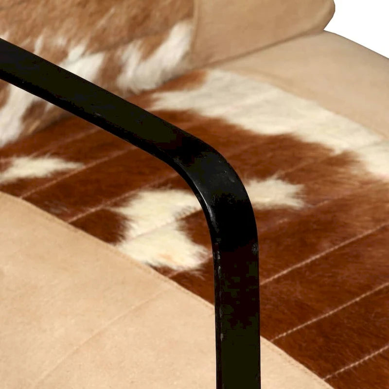 Genuine Leather Single Sofa Chair with Metal Frame | Living Room Accent