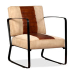 Genuine Leather Single Sofa Chair with Metal Frame | Living Room Accent