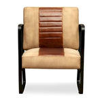 Genuine Leather Single Sofa Chair with Metal Frame | Living Room Accent