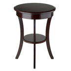 Round Cappuccino Accent Table with Drawer & Shelf, 20"W x 27"H