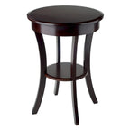 Round Cappuccino Accent Table with Drawer & Shelf, 20"W x 27"H