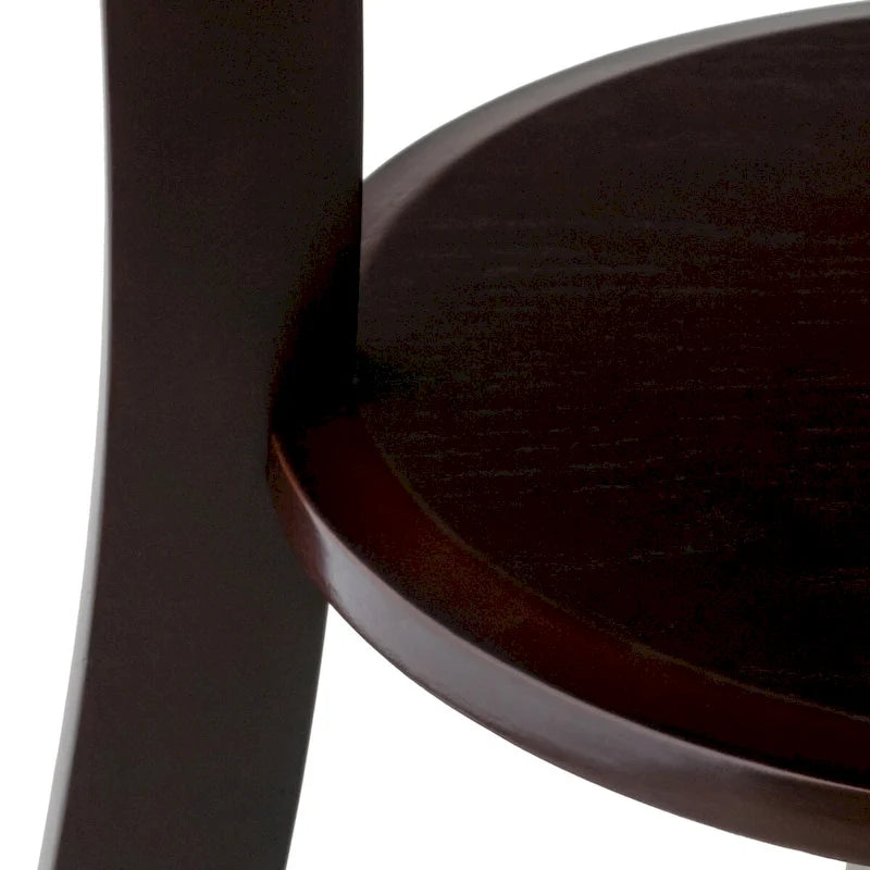 Round Cappuccino Accent Table with Drawer & Shelf, 20"W x 27"H