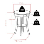 Round Cappuccino Accent Table with Drawer & Shelf, 20"W x 27"H