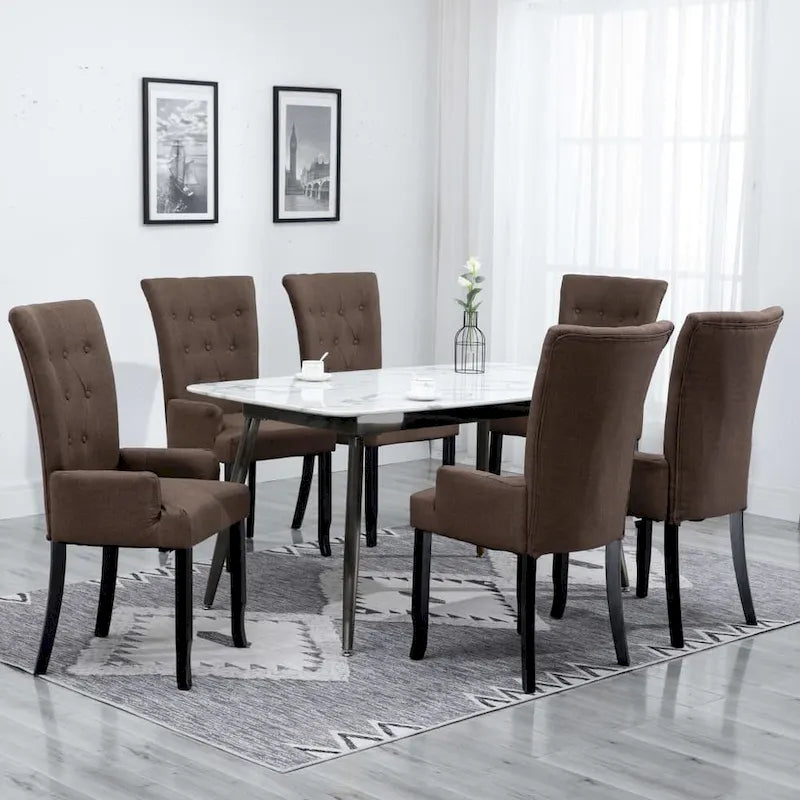 Dining Chairs with Armrests, Multicolor Fabric, Set of 1/2/4/6