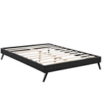 Queen Platform Bed Frame with Round Splayed Legs and Vinyl Upholstery