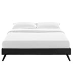 Queen Platform Bed Frame with Round Splayed Legs and Vinyl Upholstery