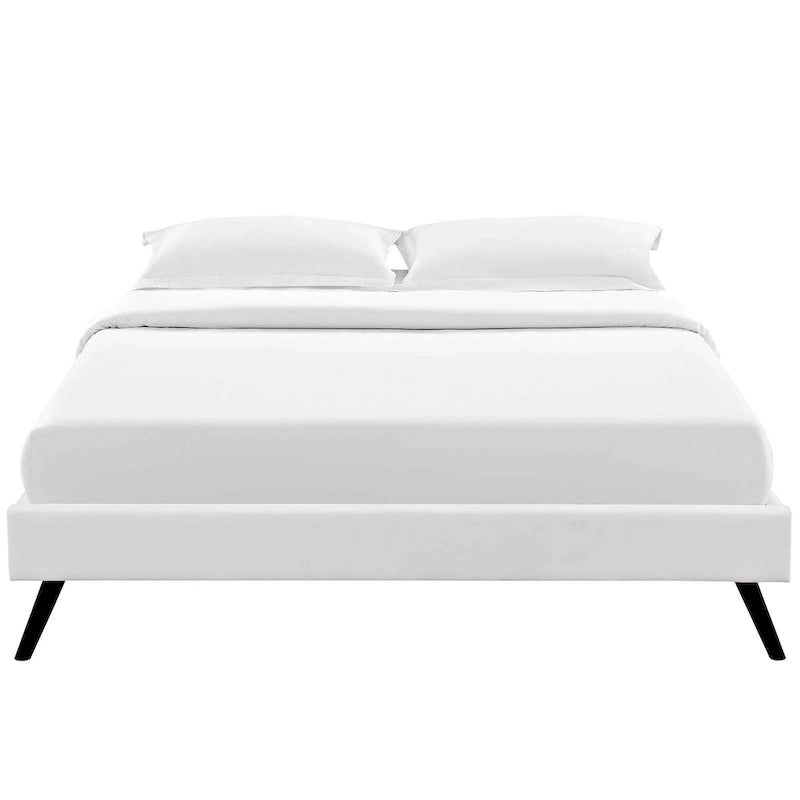 Queen Platform Bed Frame with Round Splayed Legs and Vinyl Upholstery
