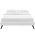Queen Platform Bed Frame with Round Splayed Legs and Vinyl Upholstery
