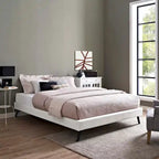 Queen Platform Bed Frame with Round Splayed Legs and Vinyl Upholstery