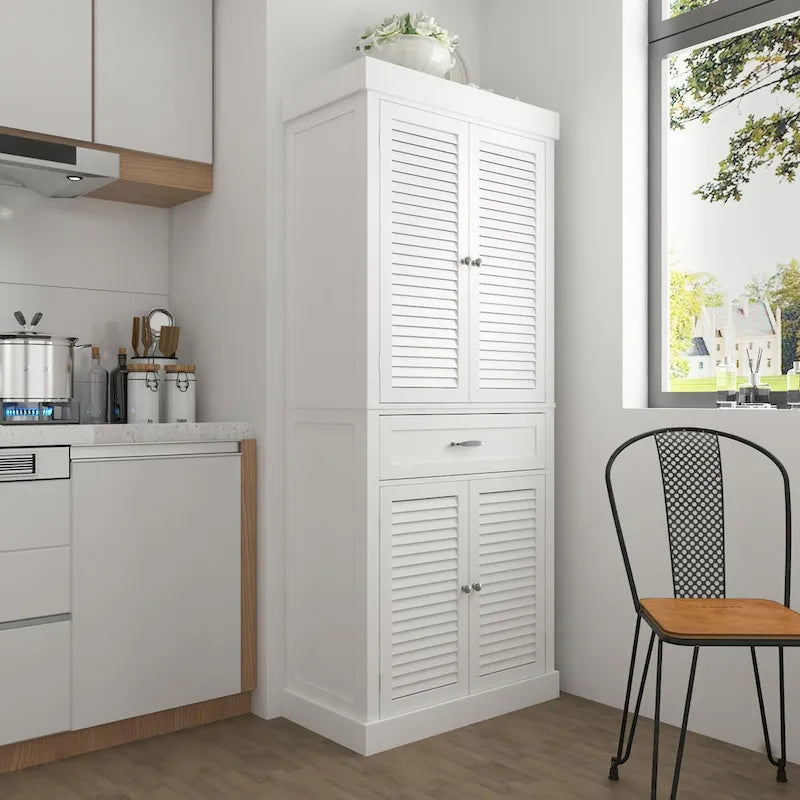 30-Pair Wooden Floor Shoe Cabinet with Double-Door and Storage Drawer