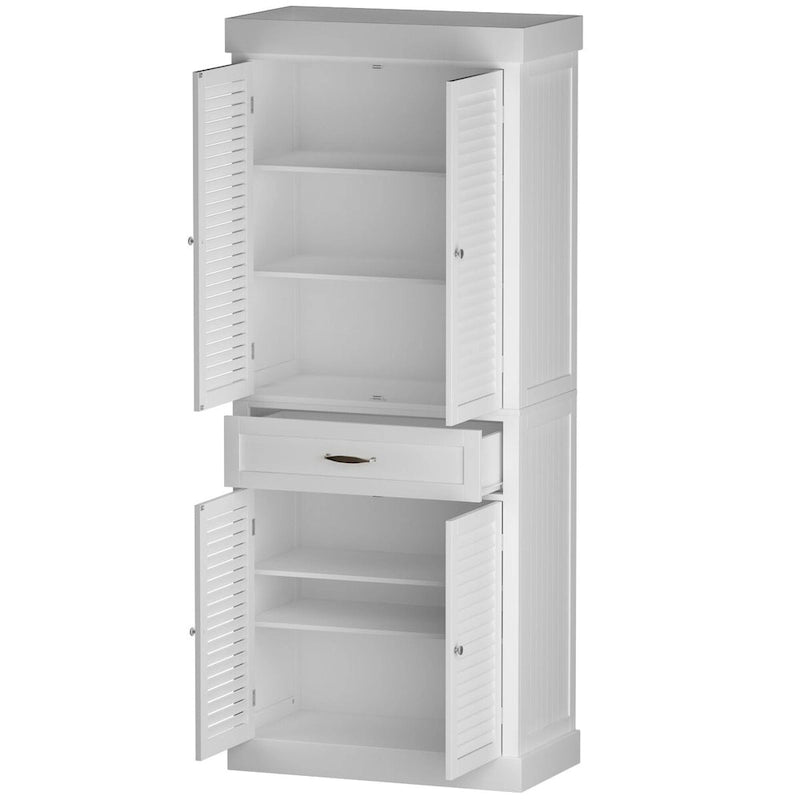 30-Pair Wooden Floor Shoe Cabinet with Double-Door and Storage Drawer