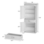 30-Pair Wooden Floor Shoe Cabinet with Double-Door and Storage Drawer