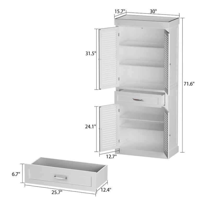 30-Pair Wooden Floor Shoe Cabinet with Double-Door and Storage Drawer