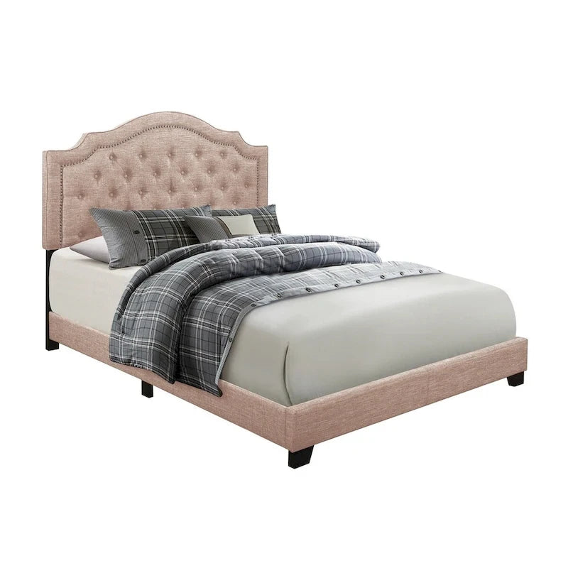 Letto imbottito trapuntato in tessuto beige Verine