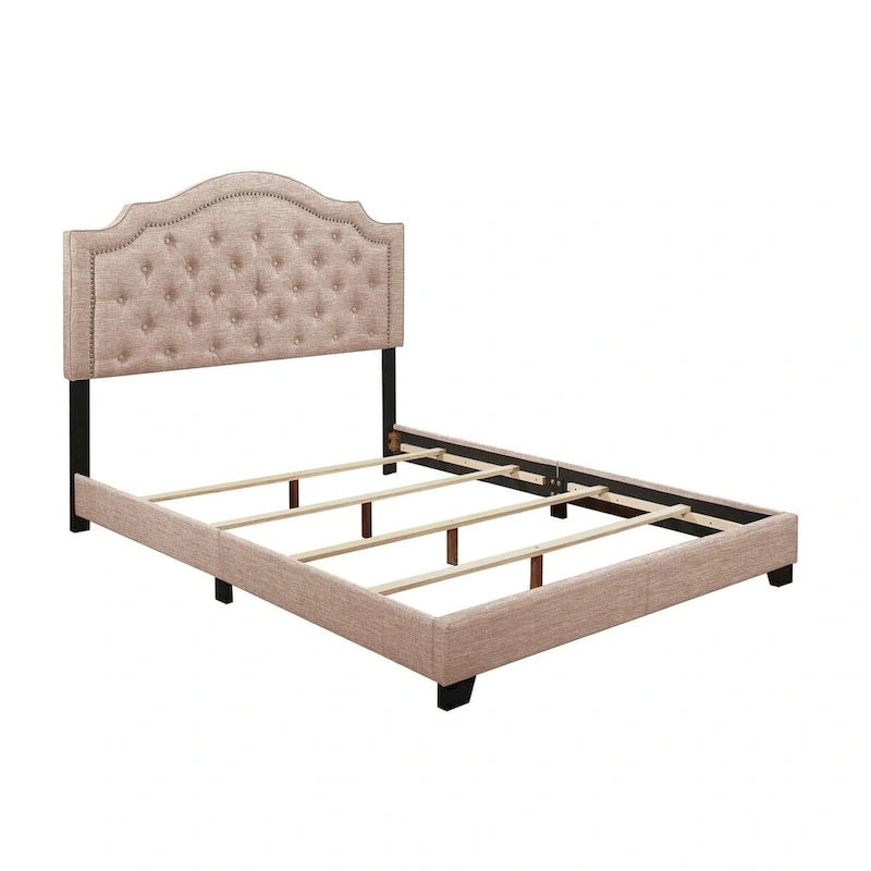 Letto imbottito trapuntato in tessuto beige Verine