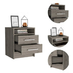 2-Drawer 1-Shelf Rectangle Nightstand in Smokey Oak