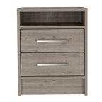 2-Drawer 1-Shelf Rectangle Nightstand in Smokey Oak