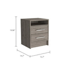 2-Drawer 1-Shelf Rectangle Nightstand in Smokey Oak