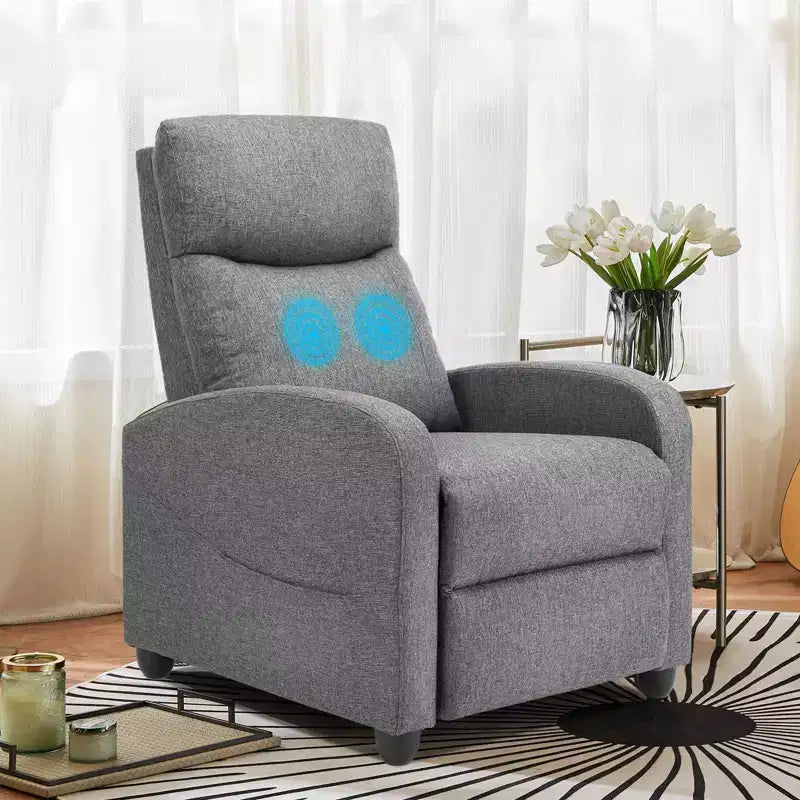 Poltrona Reclinabile Massaggiante JIONJOY Salvaspazio, Reclinabile in Pelle Sintetica Regolabile per Home Theater con Massaggio Lombare, Motore Silenzioso
