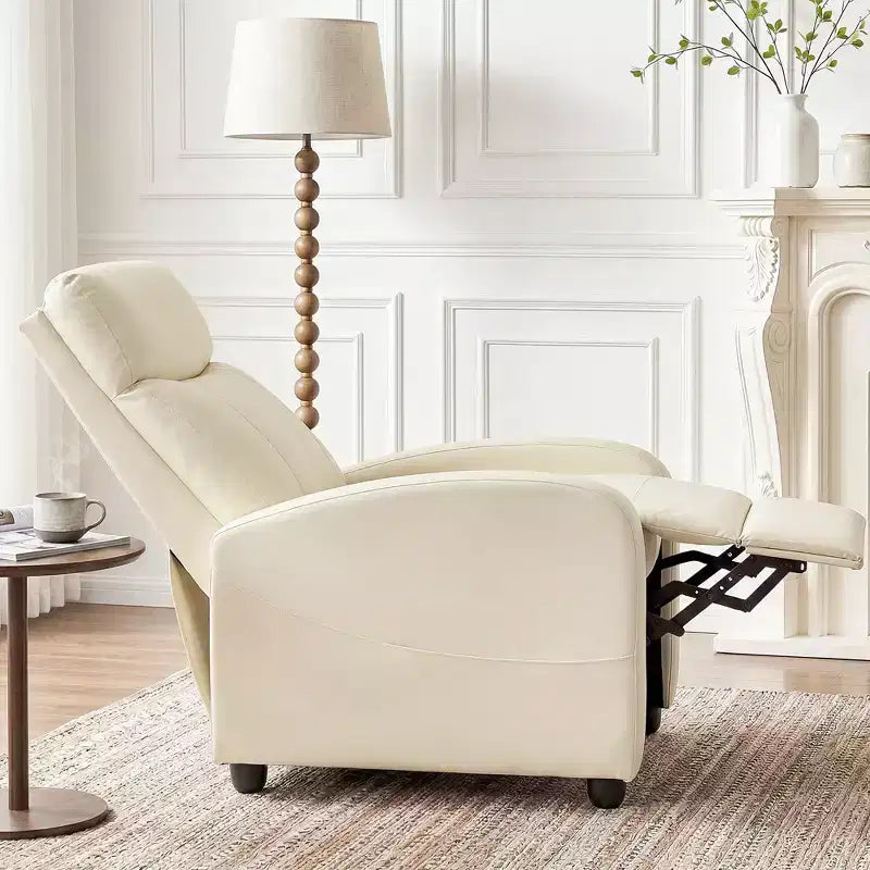Poltrona Reclinabile Massaggiante JIONJOY Salvaspazio, Reclinabile in Pelle Sintetica Regolabile per Home Theater con Massaggio Lombare, Motore Silenzioso