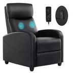 Poltrona Reclinabile Massaggiante JIONJOY Salvaspazio, Reclinabile in Pelle Sintetica Regolabile per Home Theater con Massaggio Lombare, Motore Silenzioso