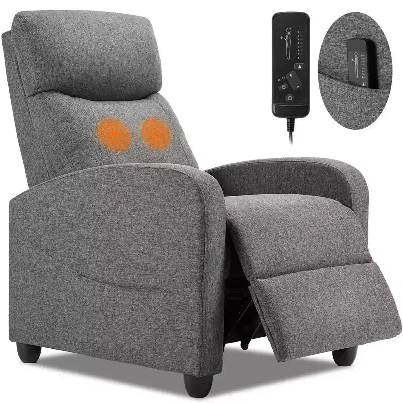 Poltrona Reclinabile Massaggiante JIONJOY Salvaspazio, Reclinabile in Pelle Sintetica Regolabile per Home Theater con Massaggio Lombare, Motore Silenzioso