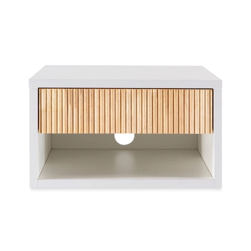 Floating Wall-Mounted Nightstand with Soft-Close Drawer & Cable Hole