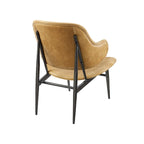 Mid-Century Modern Genuine Leather Accent Lounge Chair with Metal Frame