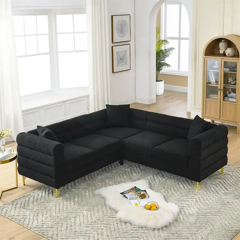 81.5" Oversized 5-Seater L-Shaped Sectional Corner Sofa with 3 Cushions