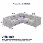 81.5" Oversized 5-Seater L-Shaped Sectional Corner Sofa with 3 Cushions