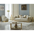 Luxury 2-Piece Living Room Sofa Set with Gold Accents & Pillow Back, Fully Assembled
