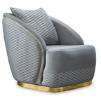 Luxury 2-Piece Living Room Sofa Set with Gold Accents & Pillow Back, Fully Assembled