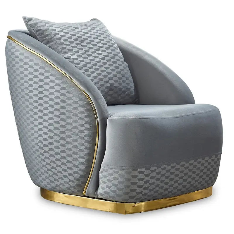 Luxury 2-Piece Living Room Sofa Set with Gold Accents & Pillow Back, Fully Assembled