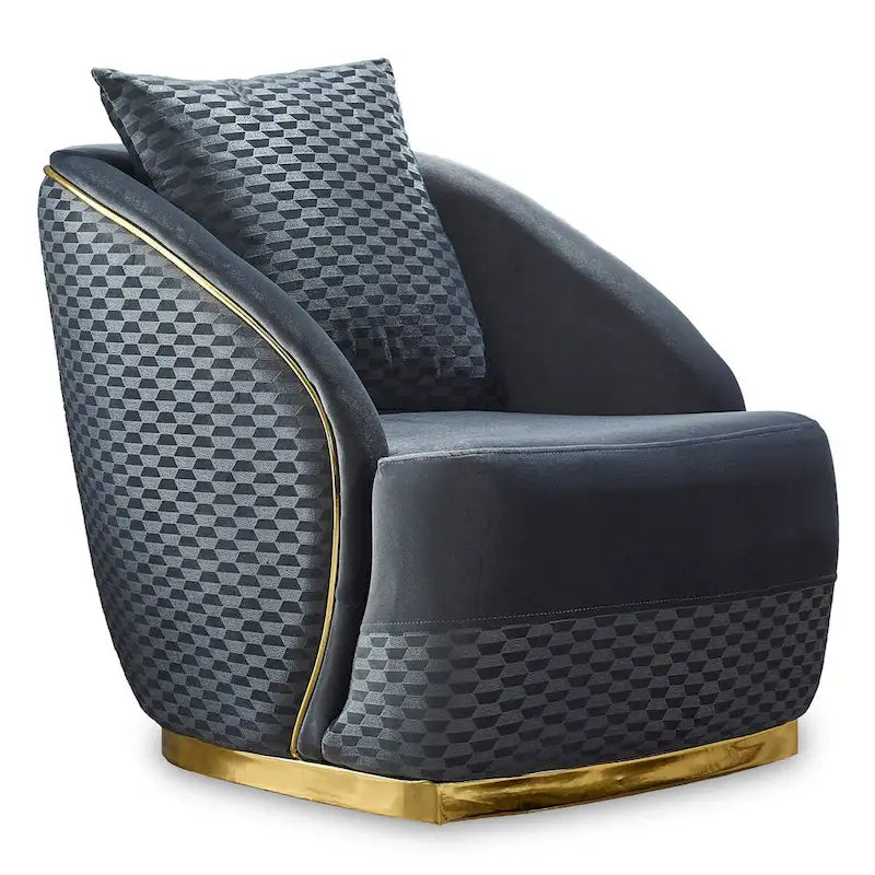Luxury 2-Piece Living Room Sofa Set with Gold Accents & Pillow Back, Fully Assembled