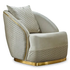 Luxury 2-Piece Living Room Sofa Set with Gold Accents & Pillow Back, Fully Assembled