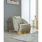 Luxury 2-Piece Living Room Sofa Set with Gold Accents & Pillow Back, Fully Assembled