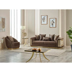 Luxury 2-Piece Living Room Sofa Set with Gold Accents & Pillow Back, Fully Assembled