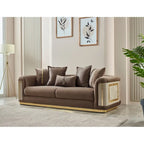 Luxury 2-Piece Living Room Sofa Set with Gold Accents & Pillow Back, Fully Assembled