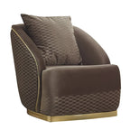 Luxury 2-Piece Living Room Sofa Set with Gold Accents & Pillow Back, Fully Assembled
