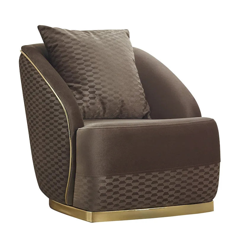 Luxury 2-Piece Living Room Sofa Set with Gold Accents & Pillow Back, Fully Assembled