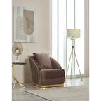 Luxury 2-Piece Living Room Sofa Set with Gold Accents & Pillow Back, Fully Assembled