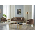 Modern 2-Piece Sofa & Chair Living Room Set with Gold Legs & Fold-Out Bed