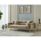 Modern 2-Piece Sofa & Chair Living Room Set with Gold Legs & Fold-Out Bed