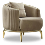 Modern 2-Piece Sofa & Chair Living Room Set with Gold Legs & Fold-Out Bed