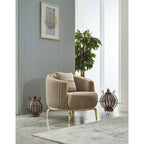 Modern 2-Piece Sofa & Chair Living Room Set with Gold Legs & Fold-Out Bed
