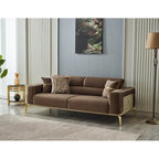 Modern 2-Piece Sofa & Chair Living Room Set with Gold Legs & Fold-Out Bed