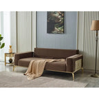 Modern 2-Piece Sofa & Chair Living Room Set with Gold Legs & Fold-Out Bed