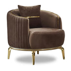 Modern 2-Piece Sofa & Chair Living Room Set with Gold Legs & Fold-Out Bed