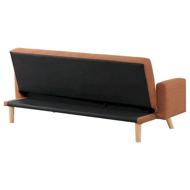 78-Inch Mid-Century Sofa Futon Bed with Tufted Back, Angled Legs, Orange